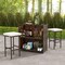 Outdoor Bar Set 3 Piece Rattan Table With Storage 2 Stools Glass Top Patio Furniture